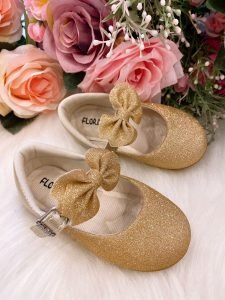 Sapatilha Flor Di Mila Dourada Gliter