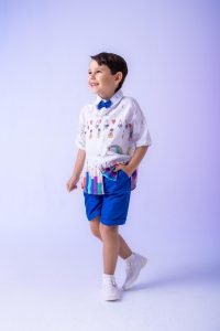 Conjunto Miss cherry Meninos - Lapis Aquarela Azul ABC