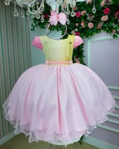 Vestido Mimadine Yasmin Borboleta Rosa Bebe