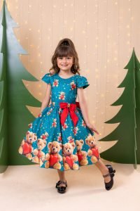 Vestido Marie Milena Ursinhos Verde - Natal