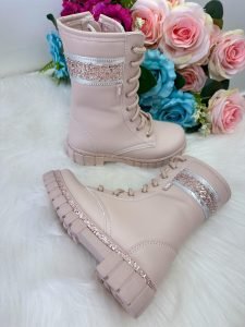 Bota/Coturno Nilqi Lara Cano Alto Rose Brilho