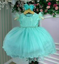 Vestido Menina Bonita Bebe Melinda Verde Menta