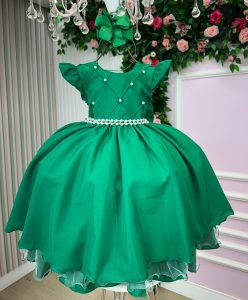 Vestido Ysa Kids Francine Verde Bandeira
