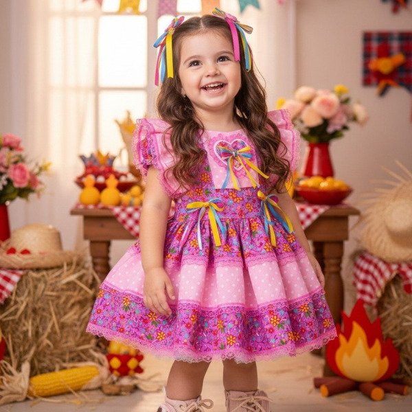 Romper/Vestido Princesa Belli Junino Florzinha do Arraiá