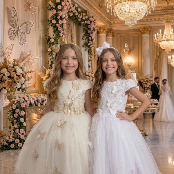 Vestido Juvenil – Midi Vila Lele Sabrina Daminha/Florista + Saiote