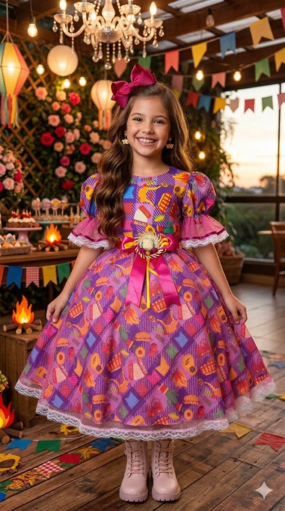 Vestido Marie Junino Luxo Luz da Fogueira