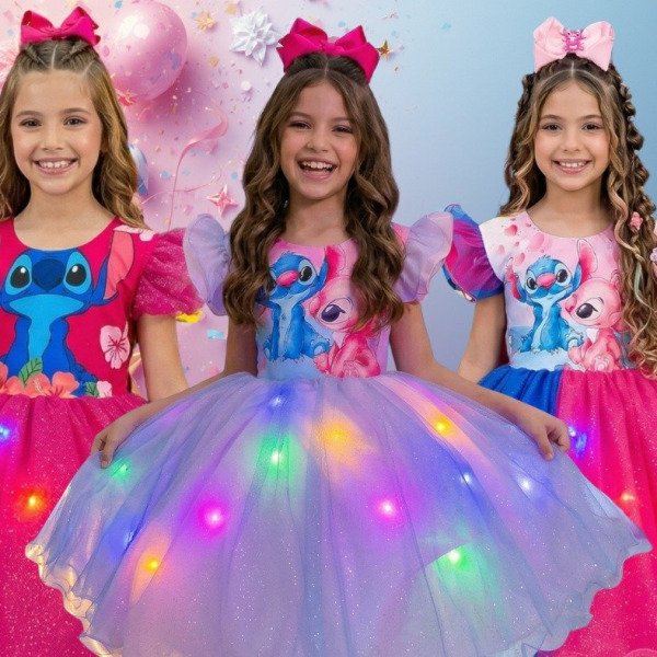 Vestido Tematicos Ysa Kids Lilo Stitch com Led