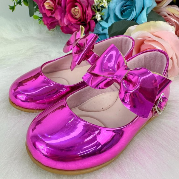 Sapatilha Doce Pe Laço Pink Metalizado