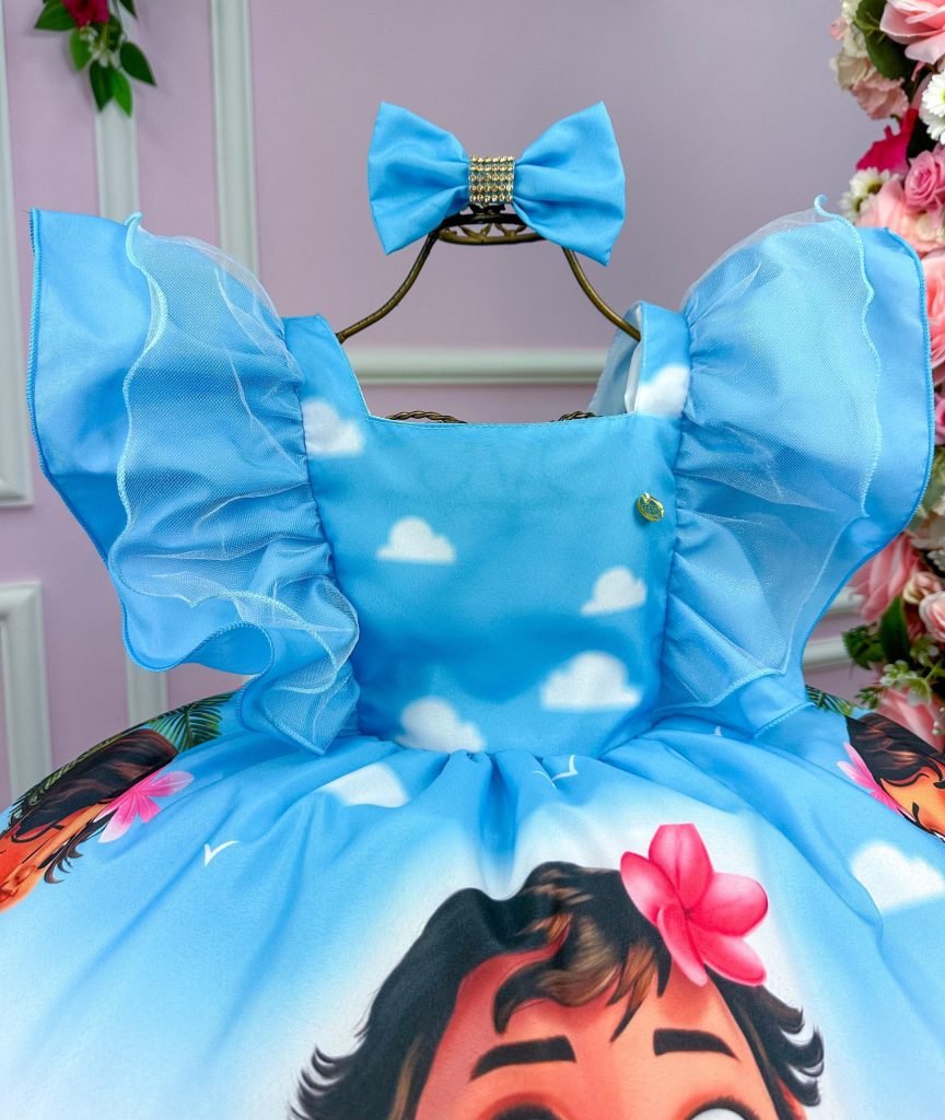 Vestido Infantil Temáticos Kids Moana Baby Azul