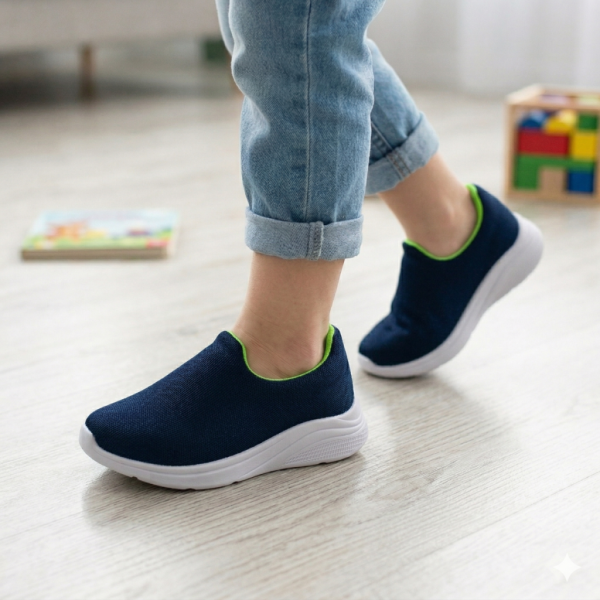 Tenis Infantil Menino Slip On Azul Confortável Calce facil