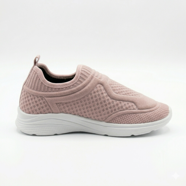 Tenis Feminino Rosa Slip On Calce facil Confortável Caminhada
