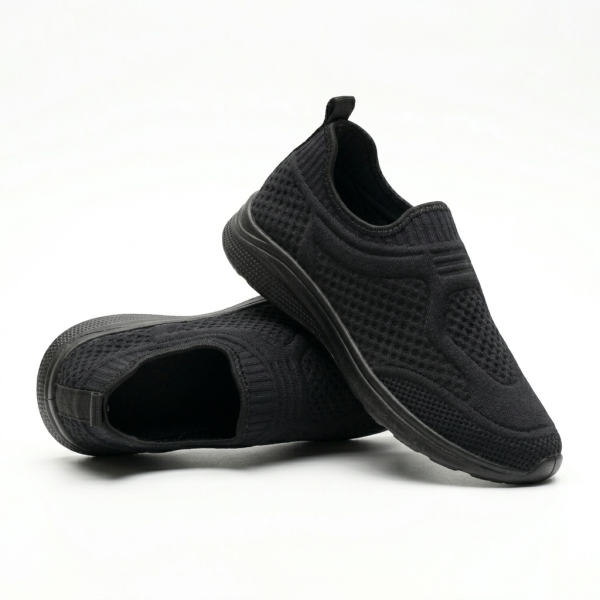 Tênis Preto Unissex Feminino Masculino Slip On Confortável Caminhada