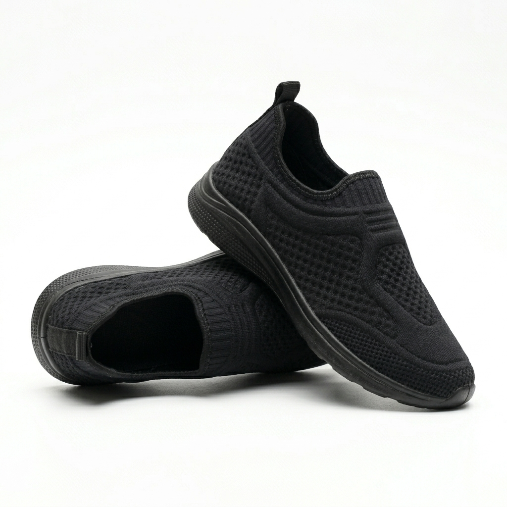 Tênis Preto Unissex Feminino Masculino Slip On Confortável Caminhada
