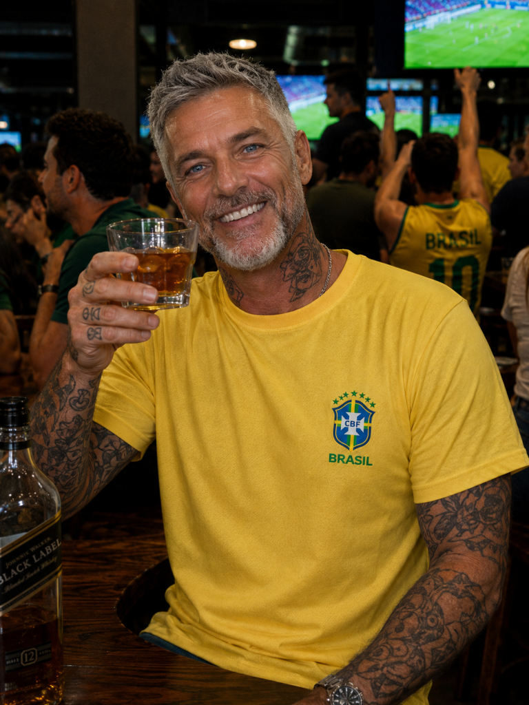 Camiseta Brasil Dry Fit Amarela e Azul | Copa | Brasão em DTF